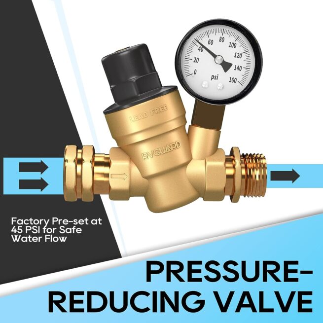 RVGUARD RV Water Pressure Regulator Valve - Brass Lead-Free