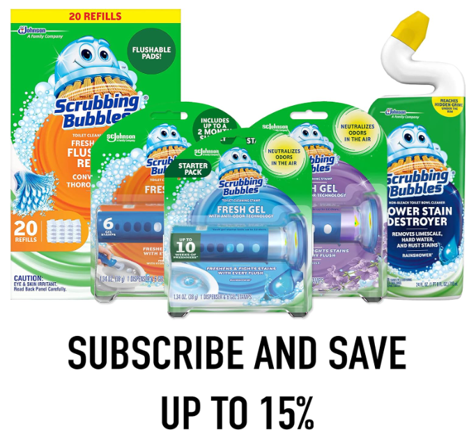 Scrubbing Bubbles Toilet Gel Stamps: Rainshower Scent, 1 Dispenser + 6 Stamps