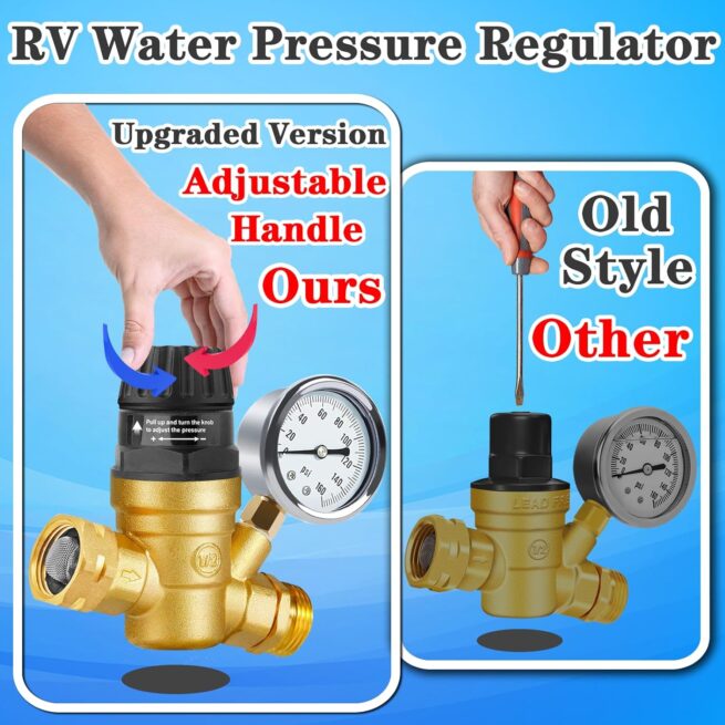Adjustable RV Water Pressure Regulator - Camper Upgrade