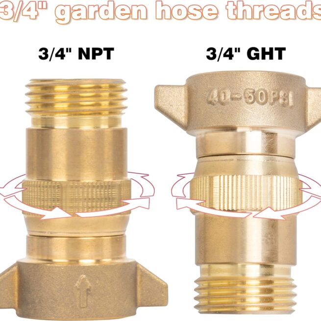 Hourleey Brass RV Water Pressure Regulator | Lead-Free, Filter Screen | 40-50 PSI