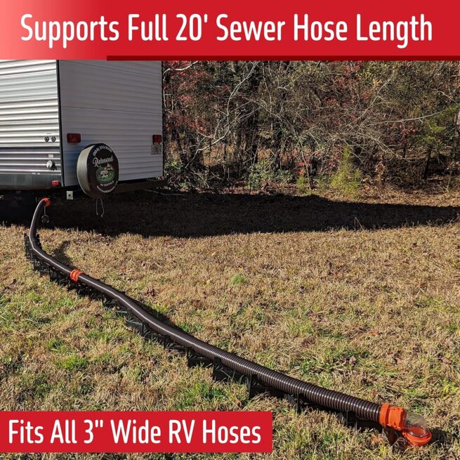 20ft RV Sewer Hose Support: Patented Nesting Design, Quick Setup, Proper Drainage