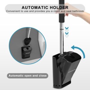Fowooyeen Silicone Toilet Brush Set, Automatic - BlackFowooyeen