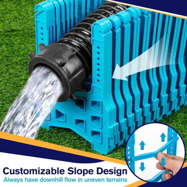 Adjustable 10FT RV Sewer Hose Support: Deep Cradles, Secure Rubber Band | Easy to Use