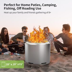 Hykolity 19" Stainless Steel Fire Pit with Cooking Grate & Removable Ash Pan