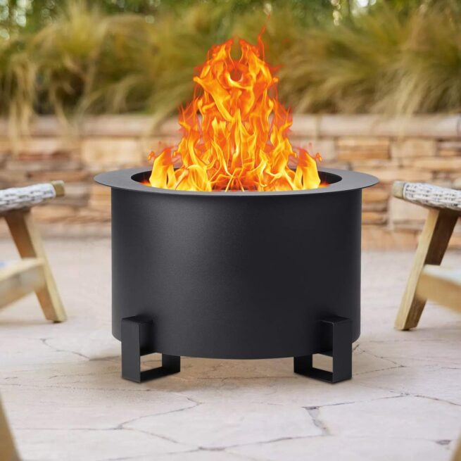 TITIMO 21.5 Inch Smokeless Fire Pit Metal Steel with Accessories