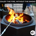 23.5" Matte Black Smokeless Firepit w/ Accessories: Spark Screen, Base Stand & Cover