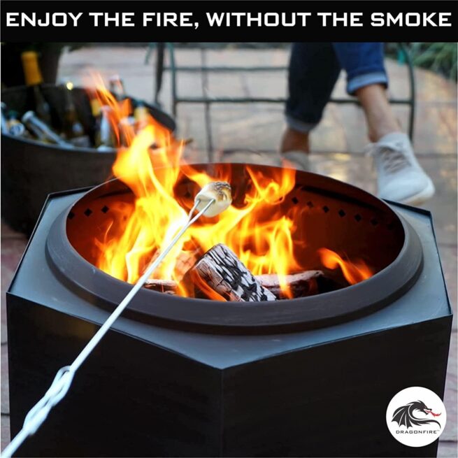 23.5" Matte Black Smokeless Firepit w/ Accessories: Spark Screen, Base Stand & Cover