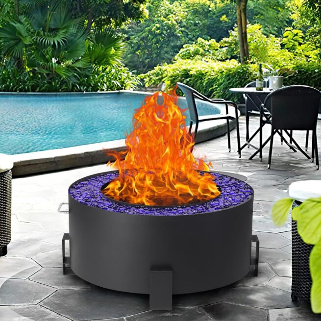 27" Smokeless Fire Pit: Portable Steel Bonfire for Outdoors - Black