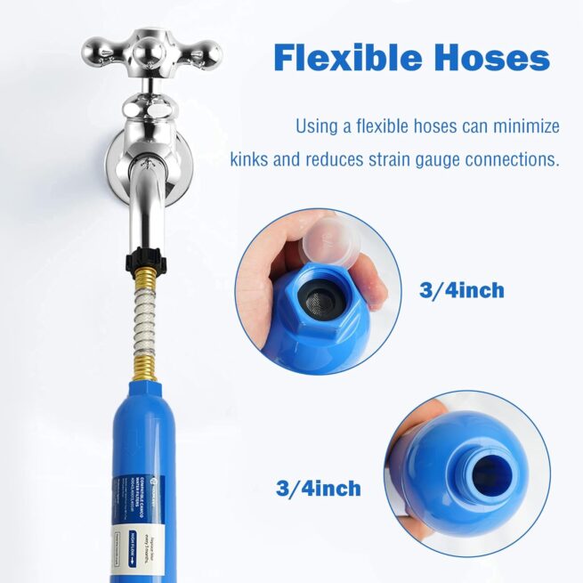 Hourleey 2 Pack RV Inline Water Filter + Flexible Hose Protectors