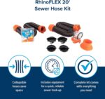 Camco RhinoFLEX 20-Ft RV Sewer Hose Kit | Clear Elbow, 4-in-1 Adapter