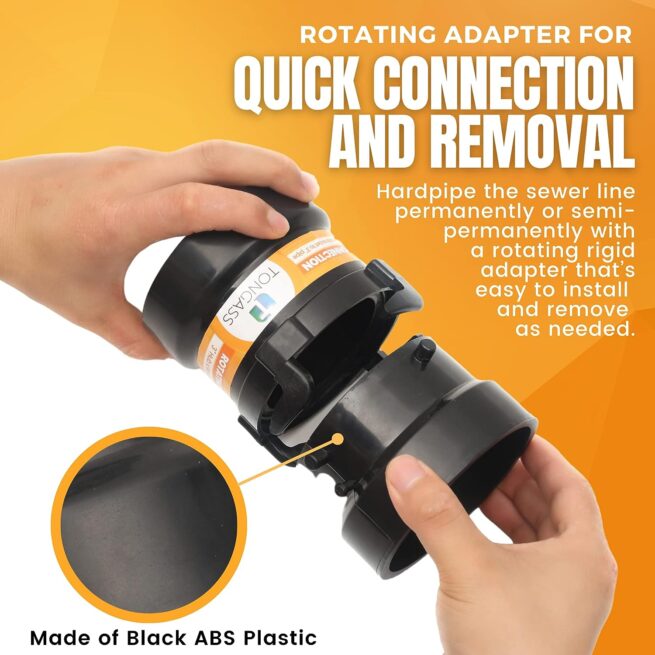 TonGass RV Sewer Hose Fitting Combo Pack - 3" Hub x Bayonet Hooks (2)