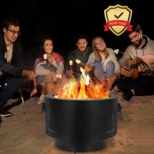 STBoo Smokeless Fire Pit: 20x14" Portable Wood Fireplace - Black