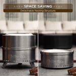 TURBRO 19" Smokeless Fire Pit: Stainless Steel Camping Stove with Stand & Ash Pan