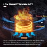 23" Smokeless Fire Pit: Outdoor with Ash Pan - Camping, Bonfire - Cover, Poker