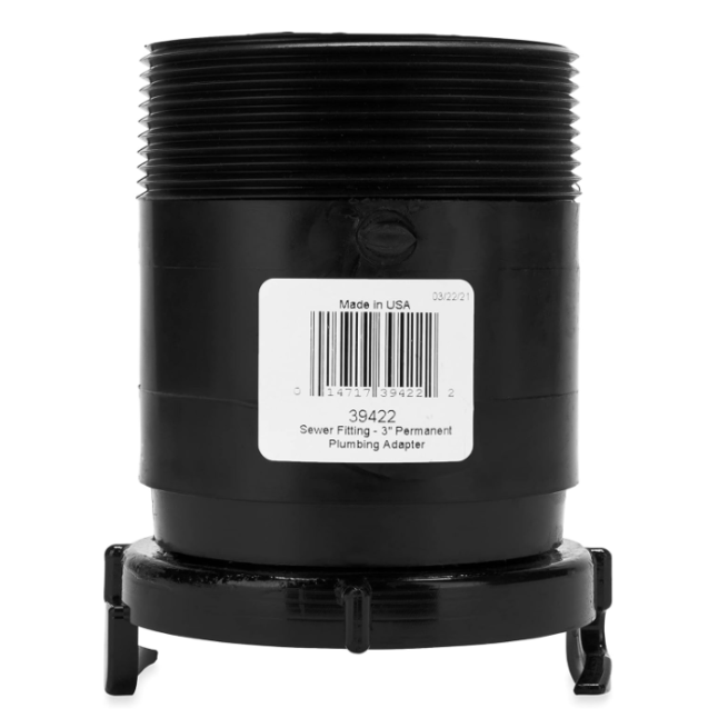 Camco 39422 3" Sewer Fitting, Permanent Plumbing Adapter - Silver