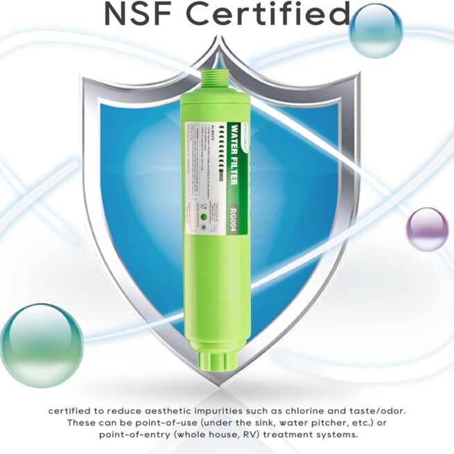 RVGUARD Inline RV Water Filter: NSF Certified, Reduces Odors, Taste, Rust, Chlorine - 4 Pack