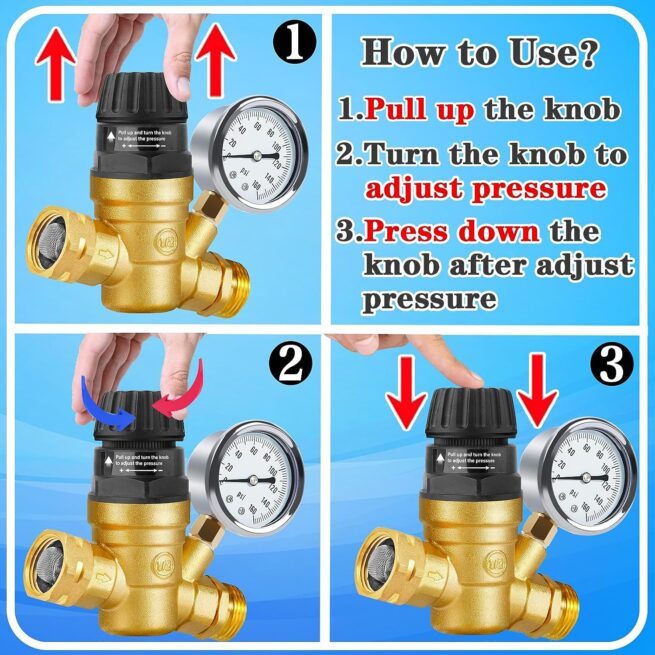 Adjustable RV Water Pressure Regulator - Camper Upgrade