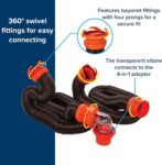 Camco RhinoFLEX 20-Ft RV Sewer Hose Kit | Clear Elbow, 4-in-1 Adapter