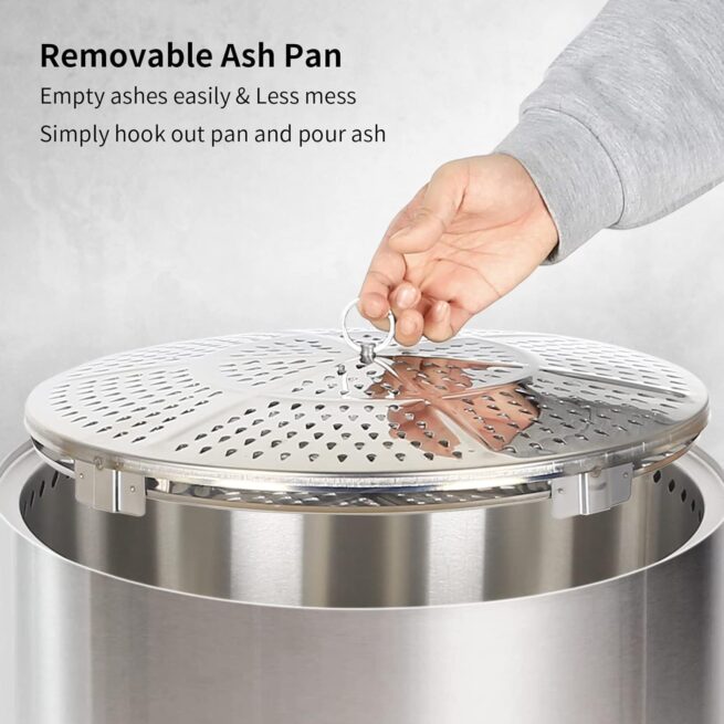 Hykolity 19" Stainless Steel Fire Pit with Cooking Grate & Removable Ash Pan