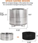 19" Stainless Steel Fire Pit with Stand - Portable, Smokeless Bonfire for Patio and Camping