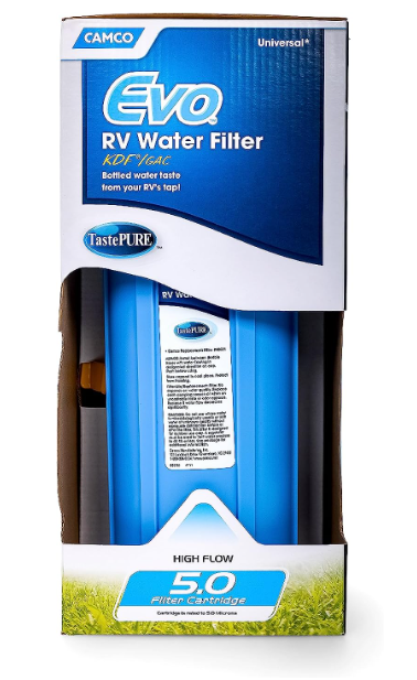 Camco Evo RV Water Filter: Activated Carbon, Bacteria Control, Replaceable Cartridge