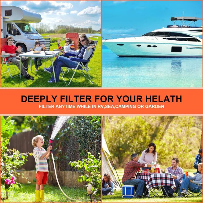 WELLUCK RV Camper Inline Water Filter: Chlorine & Odor Reduction - 4 Pack