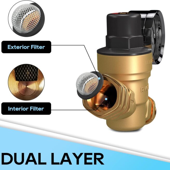 RVGUARD RV Water Pressure Regulator Valve - Brass Lead-Free