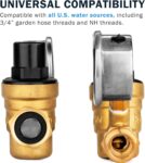 Brass RV Water Pressure Regulator with Gauge - Lead-free Adjustable Valve for Camper