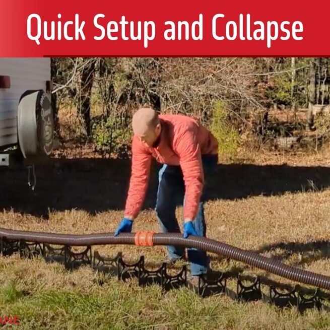 20ft RV Sewer Hose Support: Patented Nesting Design, Quick Setup, Proper Drainage