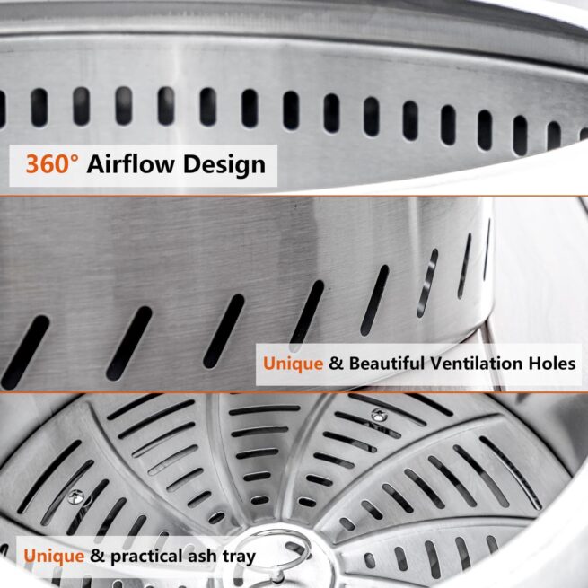 19.5" Stainless Steel Smokeless Fire Pit for Outdoor Camping & Bonfire