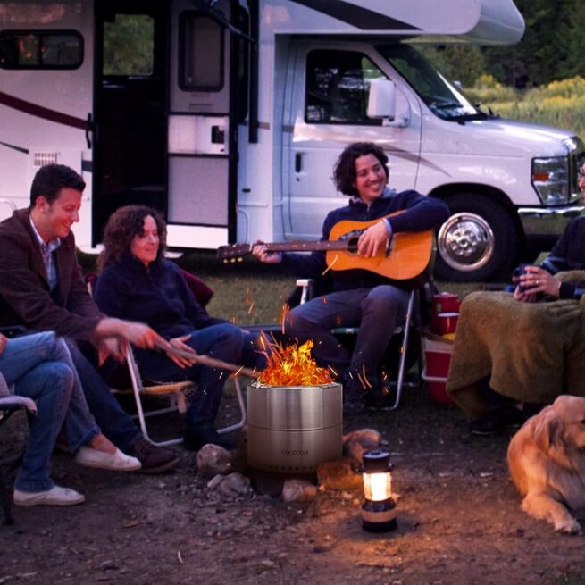 19" Stainless Steel Fire Pit with Stand - Portable, Smokeless Bonfire for Patio and Camping