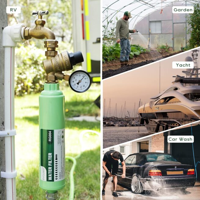 RVGUARD Inline RV Water Filter: NSF Certified, Reduces Odors, Taste, Rust, Chlorine - 4 Pack