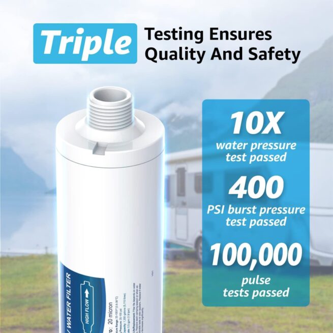 AQUA CREST RV Inline Water Filter | NSF, 4-Pack - Chlorine Reduction