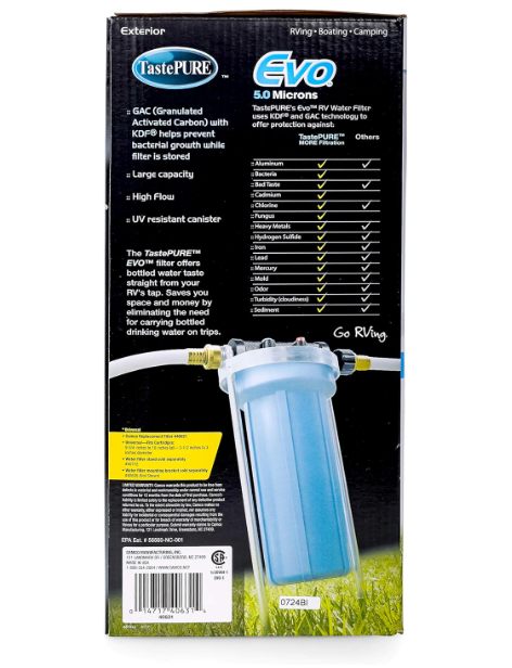 Camco Evo RV Water Filter: Activated Carbon, Bacteria Control, Replaceable Cartridge