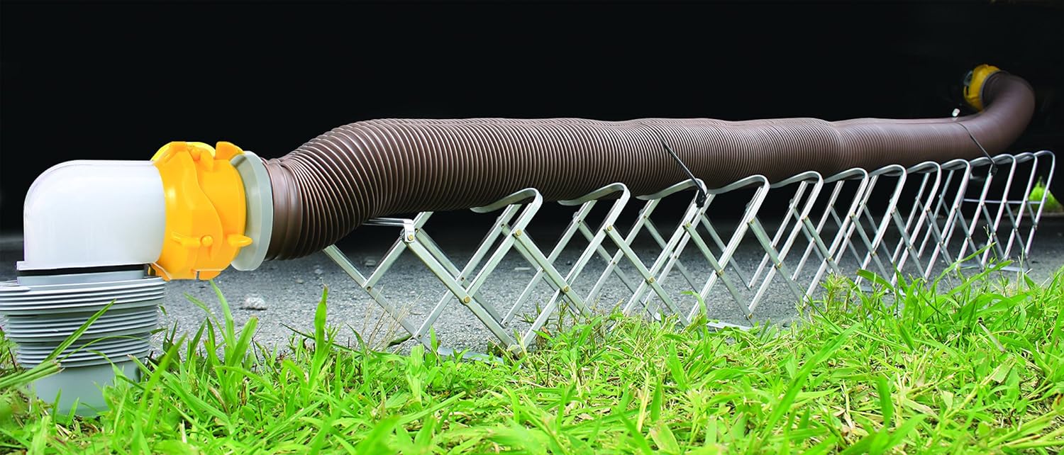 Camco Aluminum Sewer Hose Support | Up to 10' | Strap Kit | Durable & Lightweight