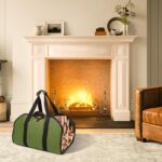 Canvas Firewood Carrier Bag | Log Tote for Fireplace & Camping (Army Green)