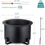 TITIMO 21.5 Inch Smokeless Fire Pit Metal Steel with Accessories
