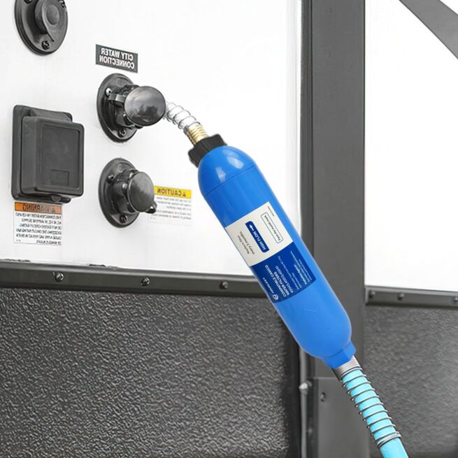 Hourleey 2 Pack RV Inline Water Filter + Flexible Hose Protectors