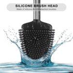 Fowooyeen Silicone Toilet Brush Set, Automatic - BlackFowooyeen