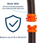Camco RhinoFLEX 20-Ft RV Sewer Hose Kit | Clear Elbow, 4-in-1 Adapter