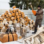 Buryeah 2-Piece Firewood Carrier & Welding Gloves: Canvas Log Tote, Heat-Resistant Leather