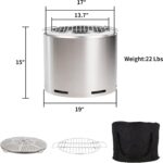 Hykolity 19" Stainless Steel Fire Pit with Cooking Grate & Removable Ash Pan