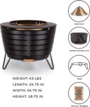 TIKI Brand Smokeless 24.75 Patio Fire Pit - Modern Design, Weather Resistant