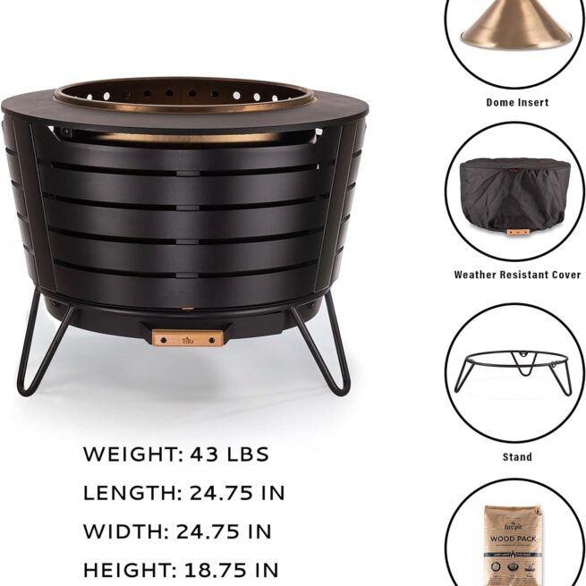 TIKI Brand Smokeless 24.75 Patio Fire Pit - Modern Design, Weather Resistant