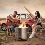 TURBRO 19" Smokeless Fire Pit: Stainless Steel Camping Stove with Stand & Ash Pan