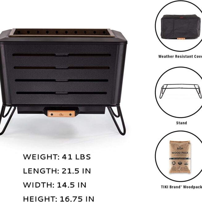 TIKI Brand Retreat Smokeless Fire Pit: Stainless Steel, Compact Design - Black