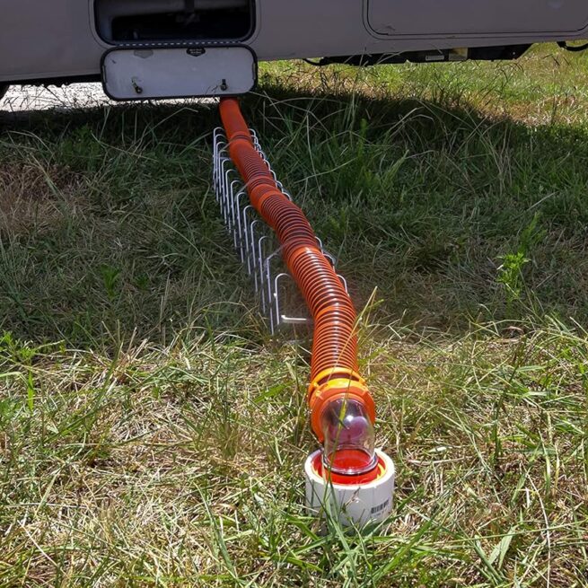 Camco Aluminum Sewer Hose Support | Up to 10' | Strap Kit | Durable & Lightweight