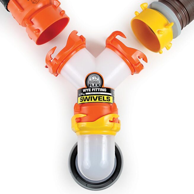 Camco RhinoFLEX RV Wye Sewer Hose Fitting | Swivel Ends, Gaskets