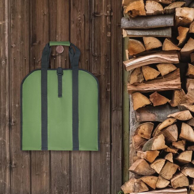 Canvas Firewood Carrier Bag | Log Tote for Fireplace & Camping (Army Green)