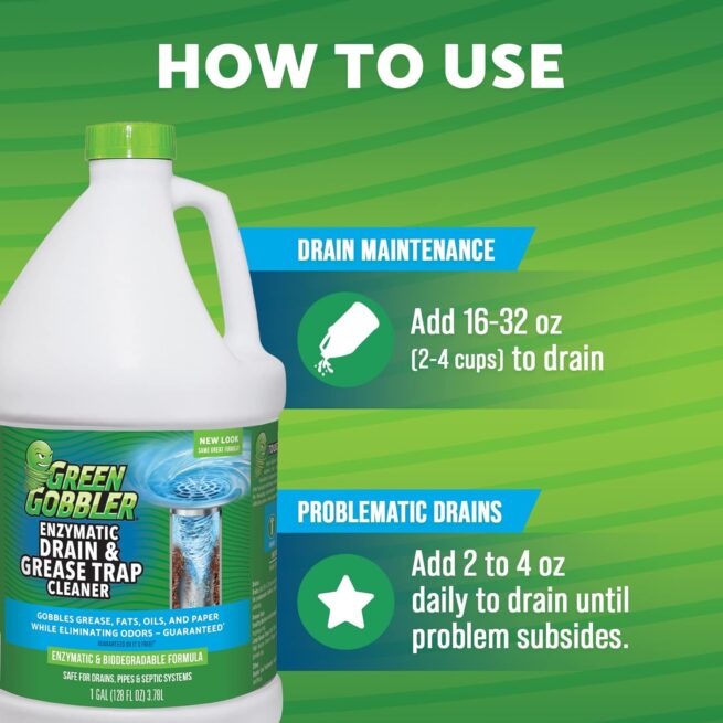 Green Gobbler Enzyme Drain Cleaner | Fights Odors & Grease | 1 Gal